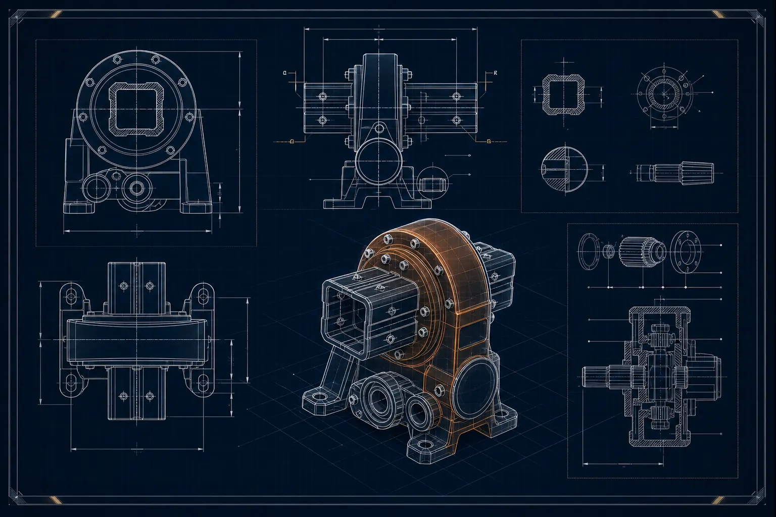 VD7PA multi-drive premium technical design drawing